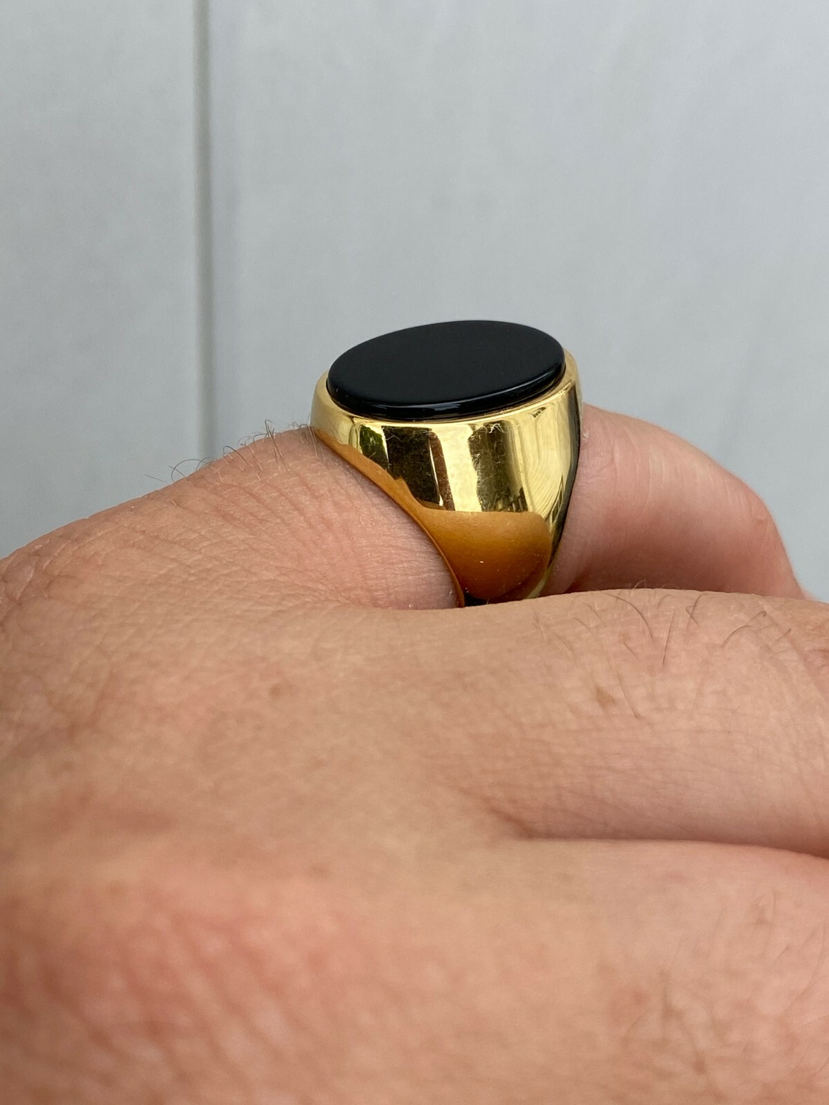 Men's 14k Gold Plated Solid 925 Sterling Silver Black Onyx Signet Ring Size 7-13