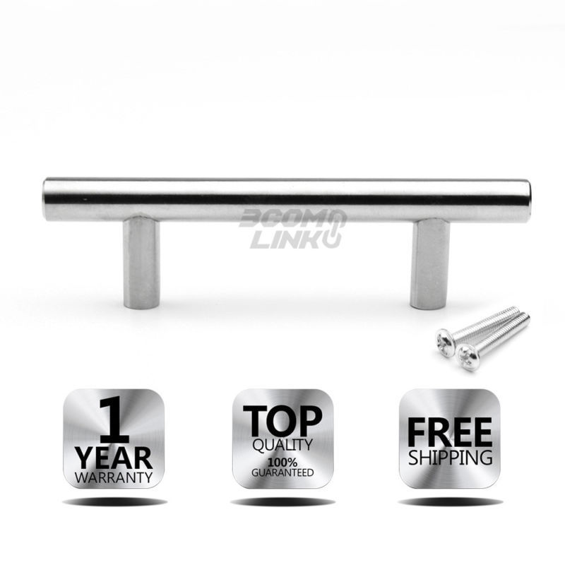 Stainless Steel T bar Modern Kitchen Cabinet Door Handles Drawer Pulls Knobs