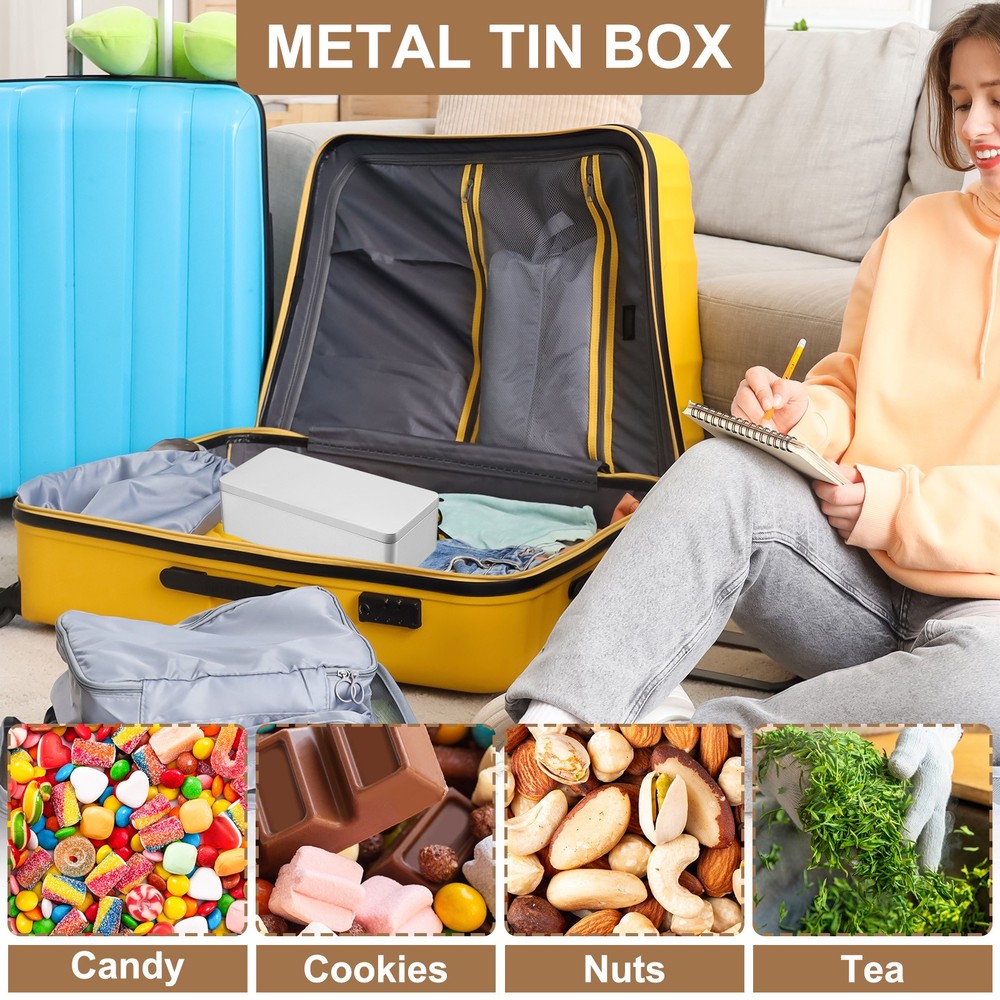 4.5"x3.3"x2.3" Rectangular Tin Box Metal Storage Tin Box with Lid Silver
