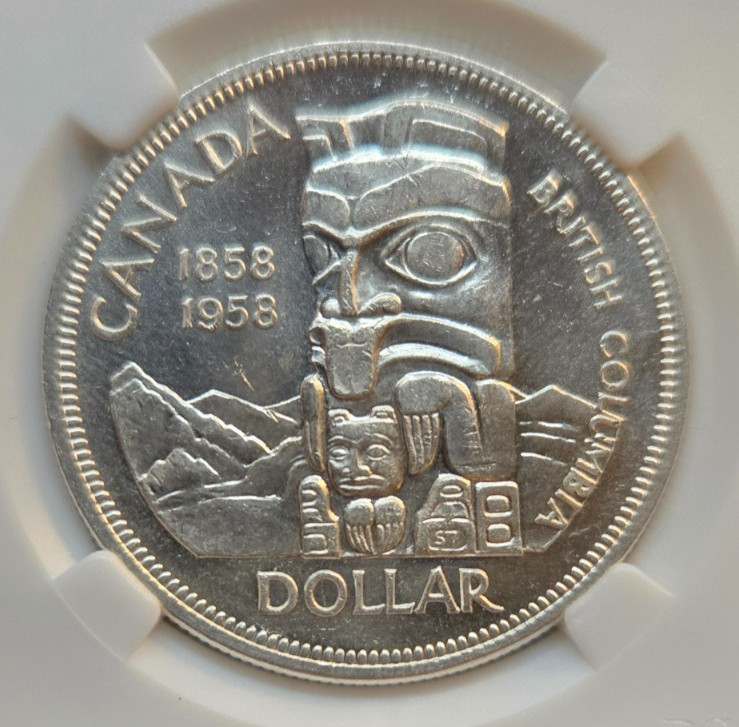 1958 Canada Silver (.800) Dollar • MS-60 • Death Dollar • Custom Slab!