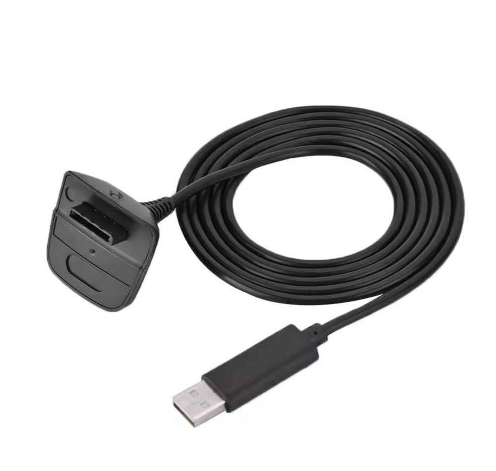For Xbox 360 Black Wireless Controller USB Charging Cable Replacement Charger