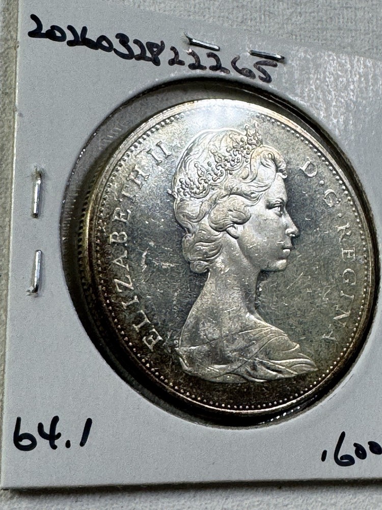 1965 Canada $1 Silver Coin Blunt 5 Small Beads