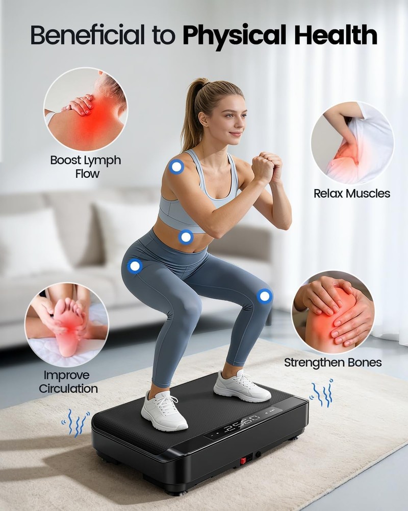 Vibration Plate Exercise Machine, Full Body Vibrating Platform for Lymphatic Dra