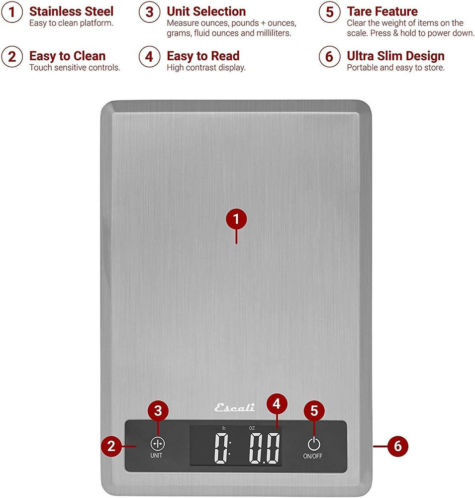 T115S Ultra Thin Kitchen, Office, Herb Scale, Tare Functionality, LCD Digital Di