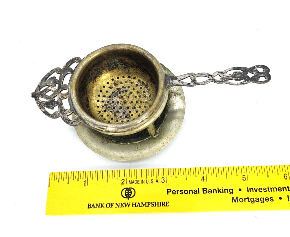 Antique Silverplate Tea Strainer & Stand by E & JB Co. 3 Piece