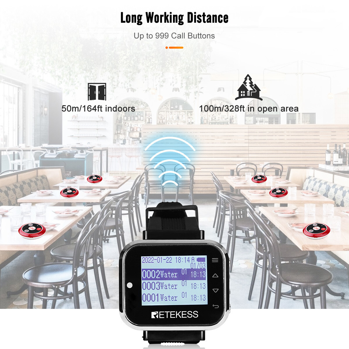 TD110 Wireless Pager Calling System Waiter Watch Restaurant Cafe Club Clinic Bar