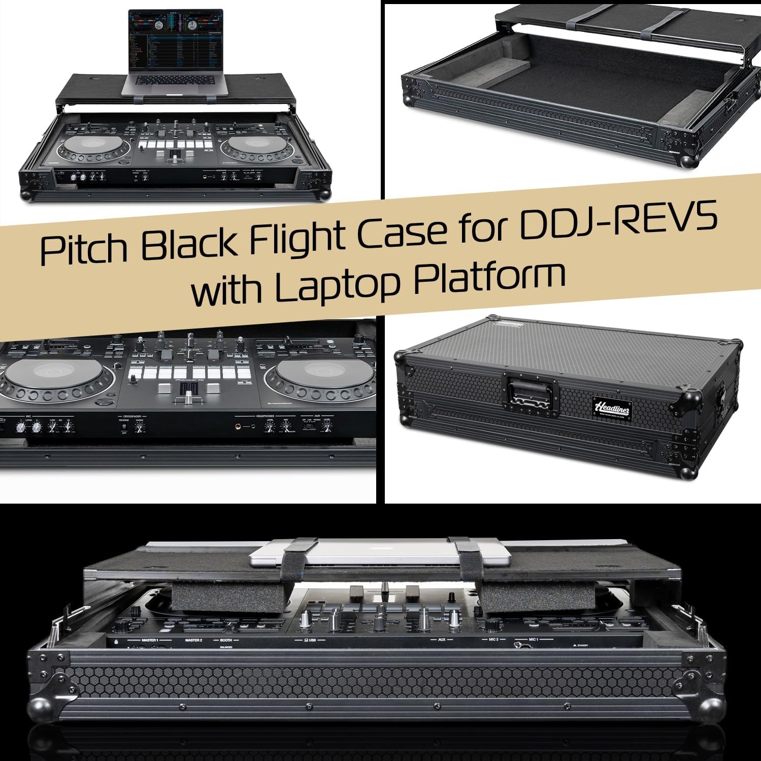 Headliner Pitch Black Flight Case Compatible with Pioneer DJ DDJ-REV5 Controller