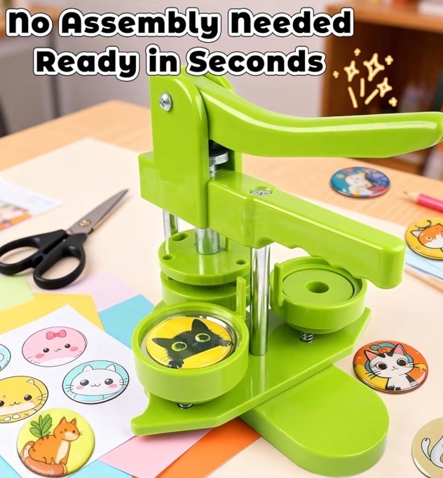 DIY Button Maker Machine 2.25” with 100 Supplies & Magic Book - Creative Fun