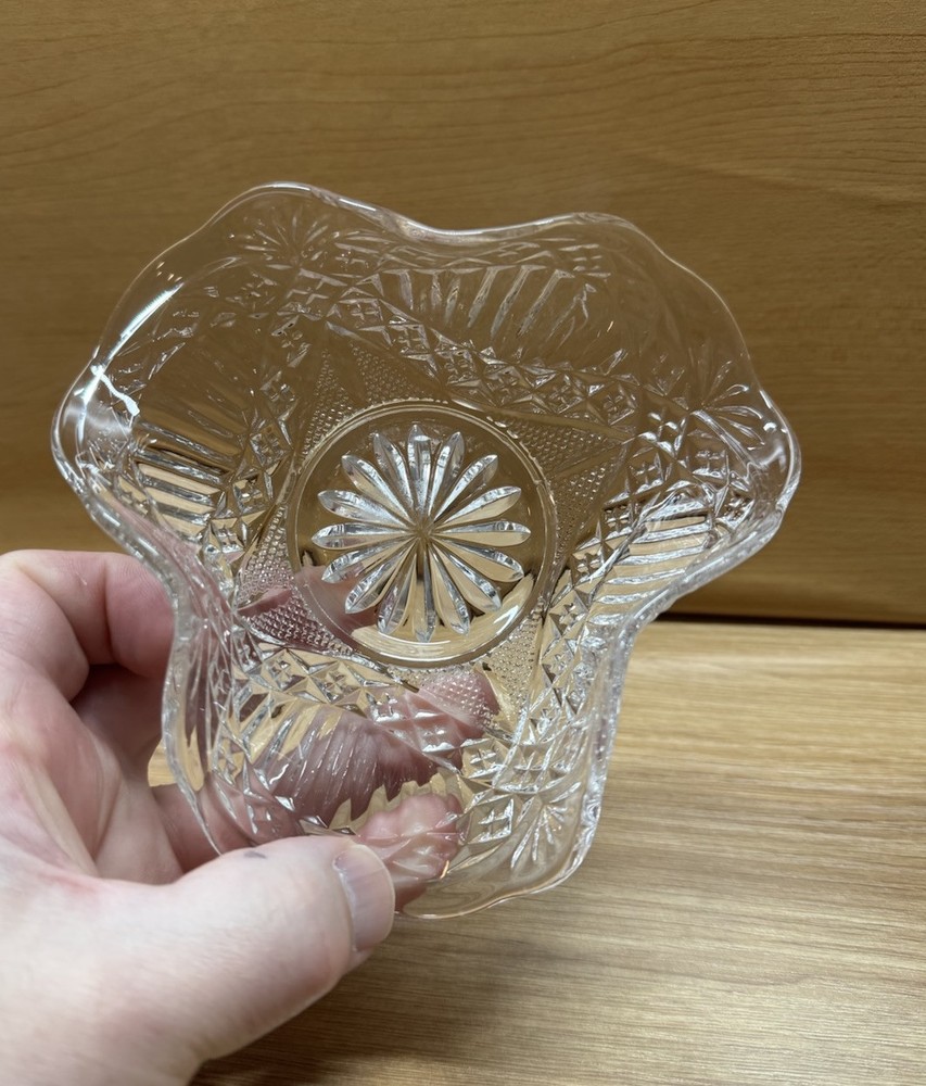 Curved Cut Glass  Candy  Dish Unique