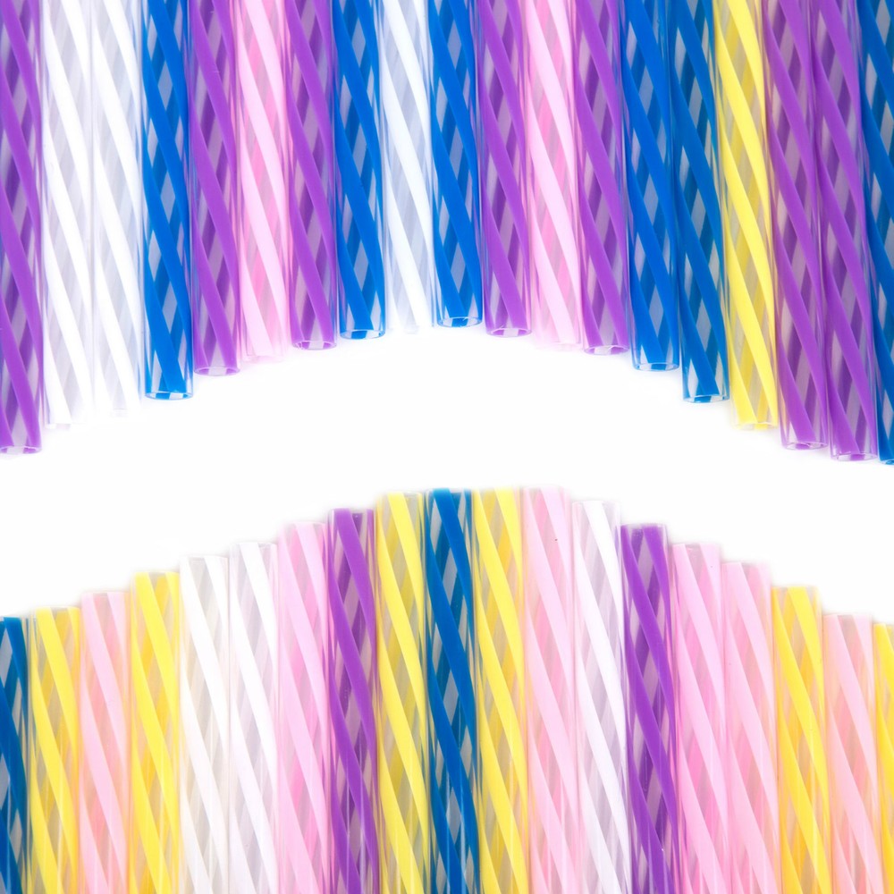 Throwback Diner Style Striped Multicolour Durable Drinking Straws - Hard Plastic