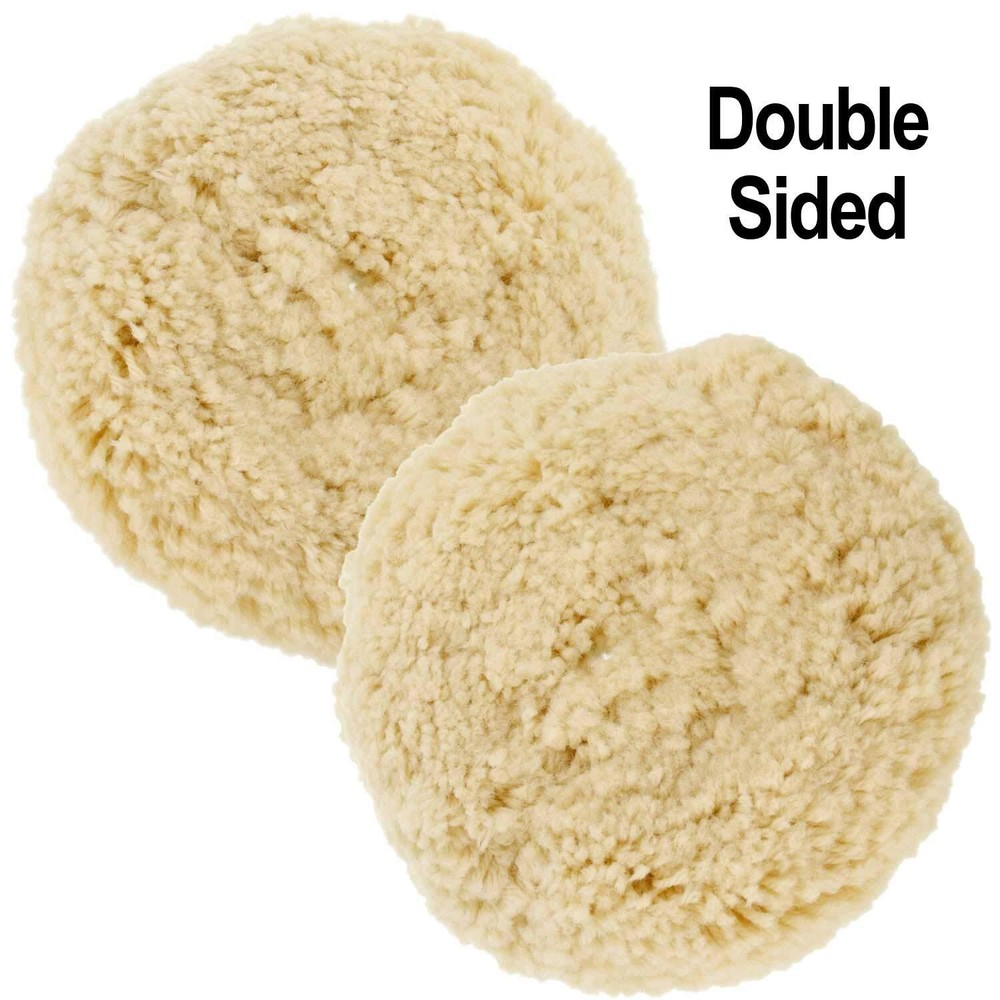 8"Wool Double Sided Buffing Pad 2-Sided Compound Cutting Polishing 5/8-11 Thread