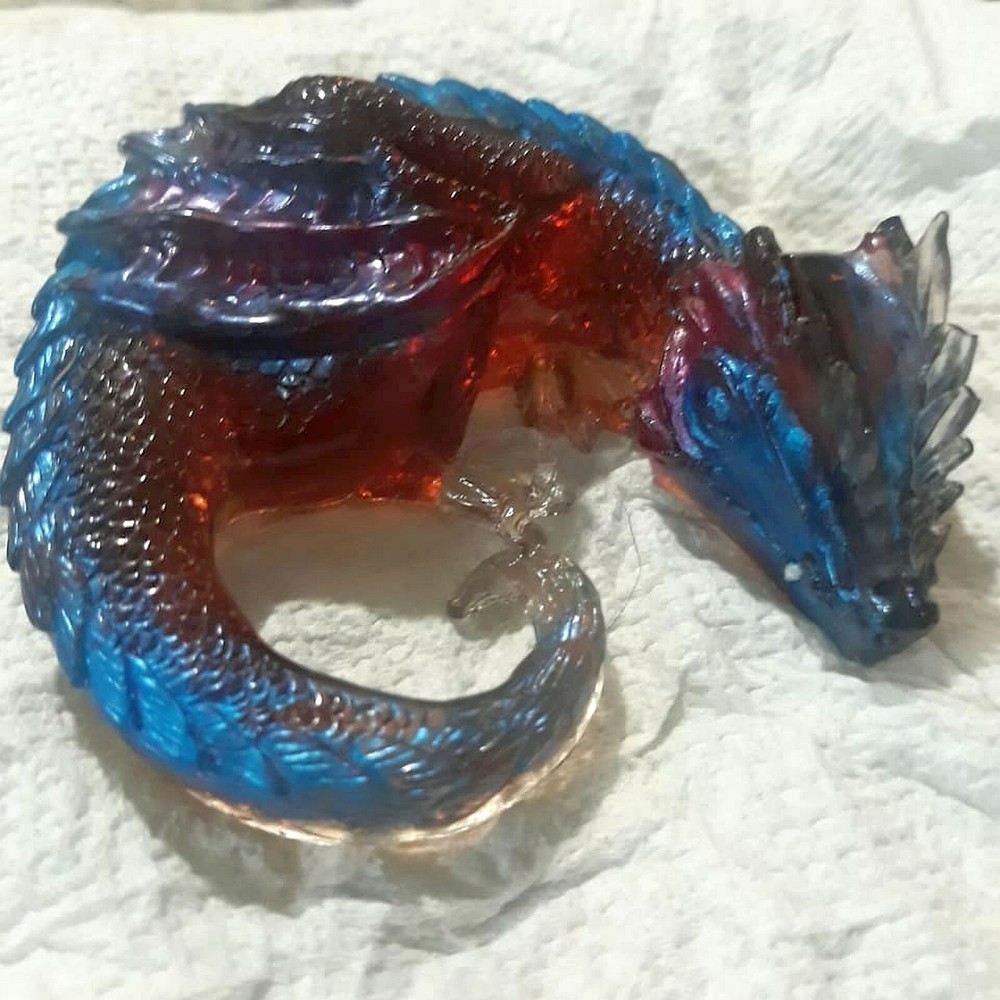 Sleeping baby dragon handmade statue