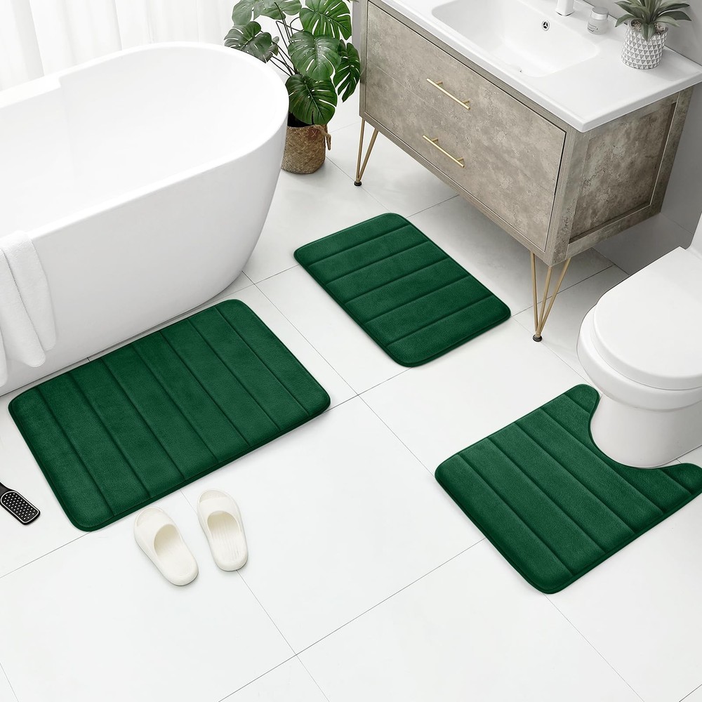 BYSURE Dark Green 1'5" x 2'8" (Rectangular, U-shaped), Green-stripe