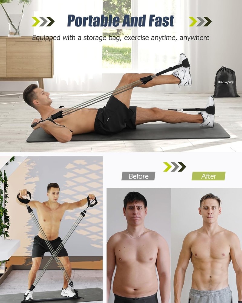 Pilates Bar with Elastic Resistance Bands