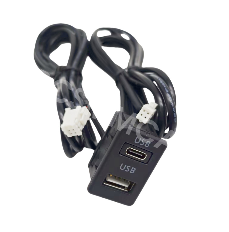 145cm Car Dash Panel Mount Interface Extension Cable Adapter 2 USB Port Socket