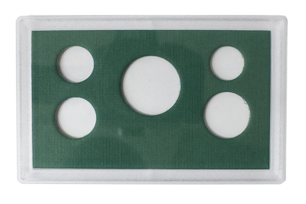 Empty Plastic Lens with Green Insert Holds 5 Coins, 10 Pack