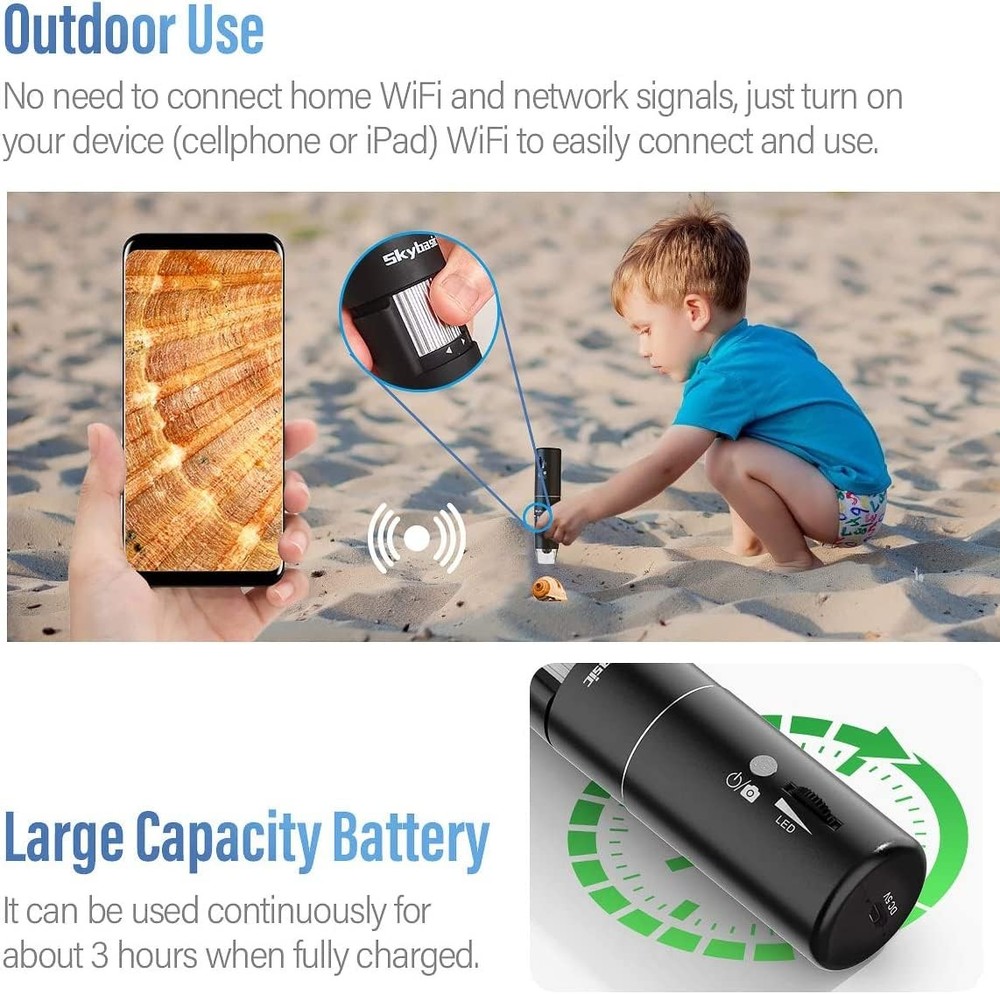 Wireless Digital Microscope, 50X-1000X Magnification WiFi Portable Handheld M...