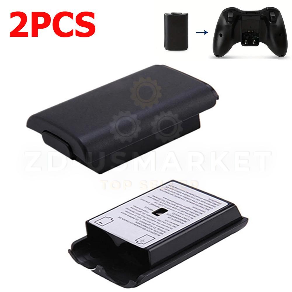 2pcs Black Battery Pack Cover Shell Case Kit for Xbox 360 Wireless Controller