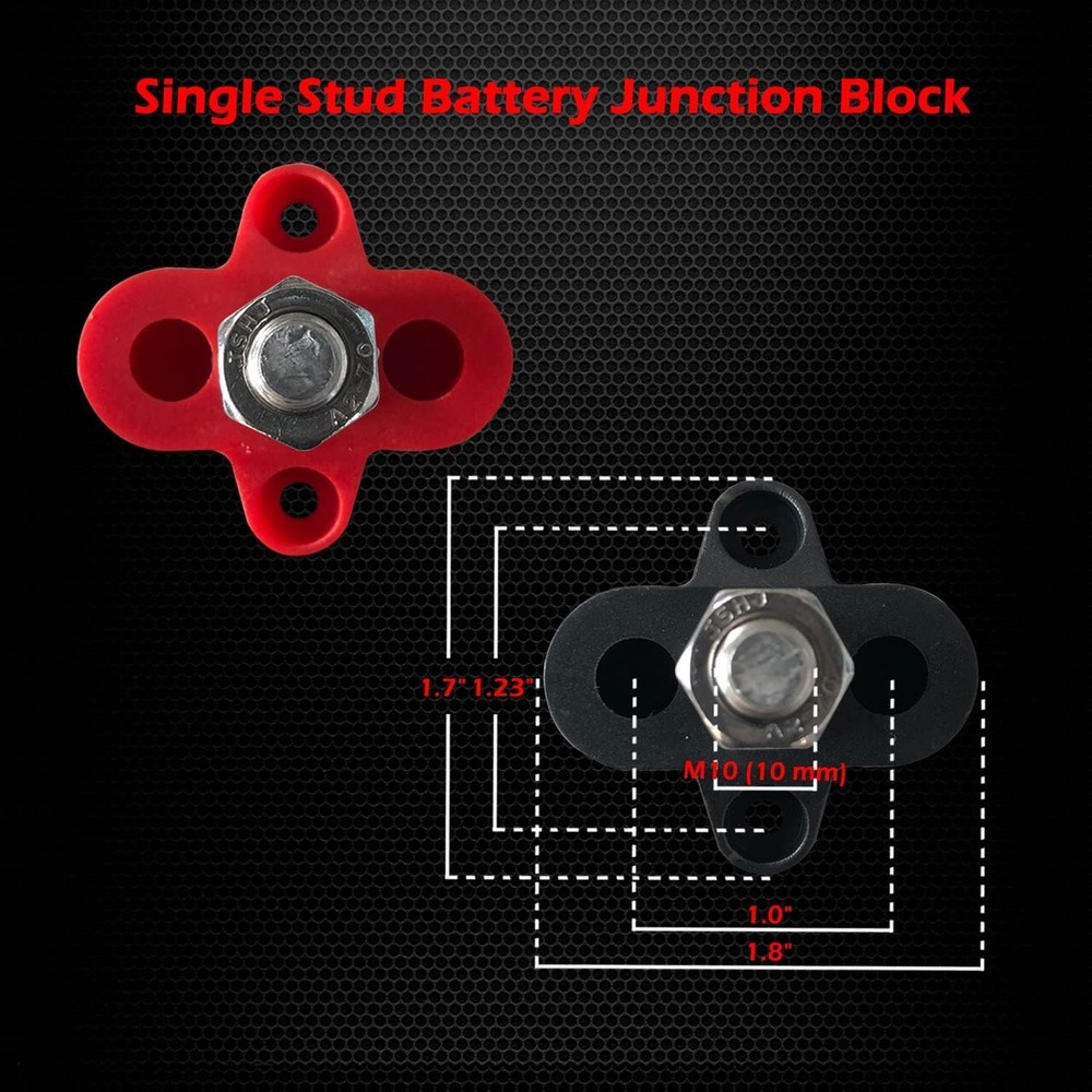 Heavy-Duty Nylon Battery Junction Post - 3/8" Single Stud for 12V & 48V Systems
