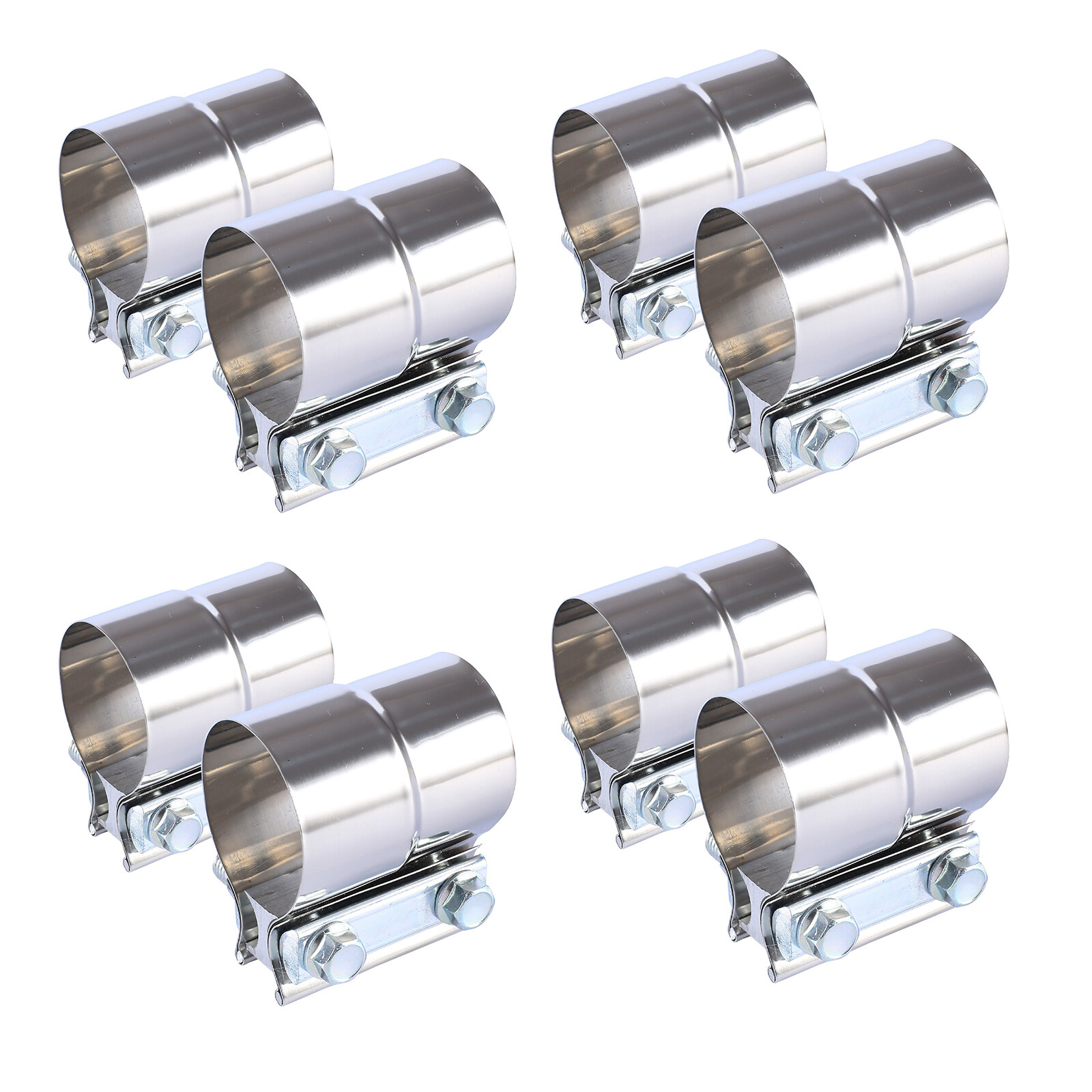 8Pcs 2.5" Stainless Steel 304 Heavy Duty Exhaust Band Clamp Lap Joint Clamps