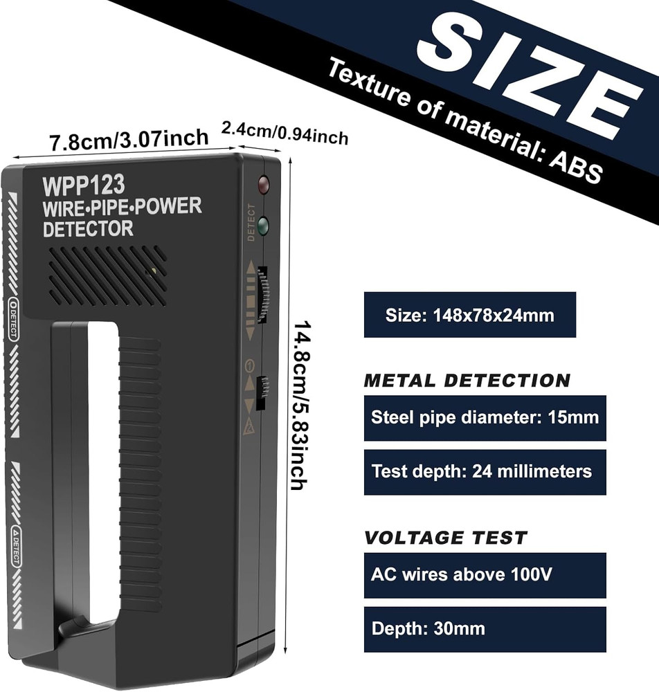 WPP123 Multi-Function Stud Finder, Professional Wall Scanner Detecto for Metal,