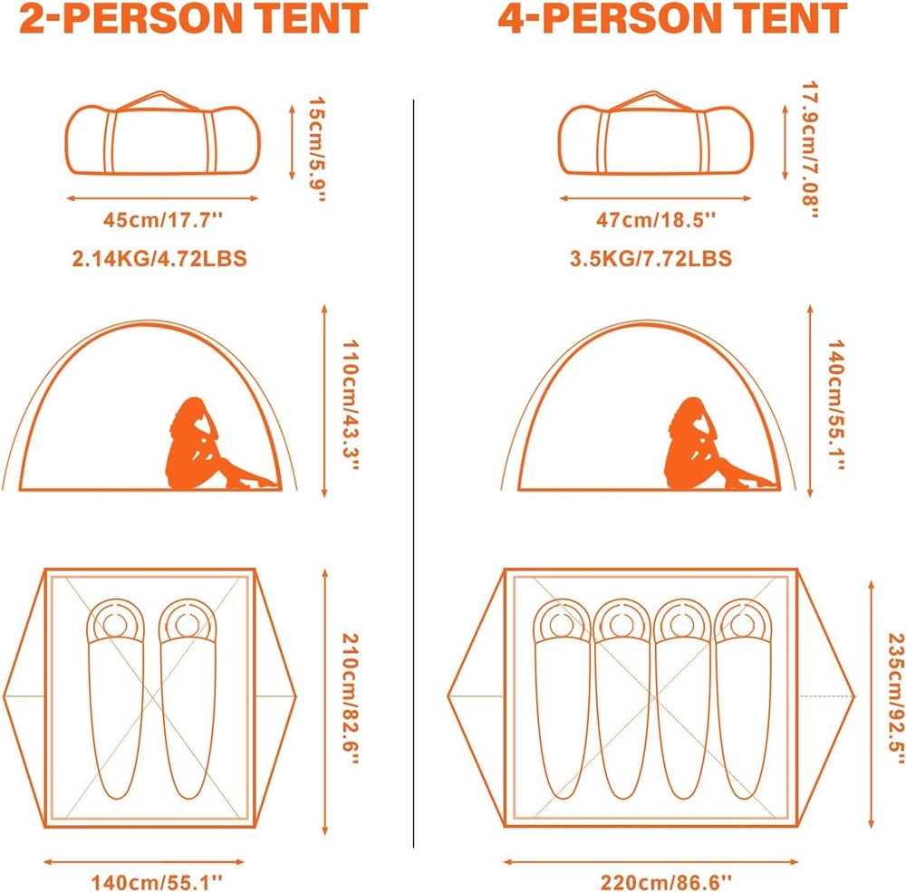 Lightweight 2-Person Backpacking Tent-