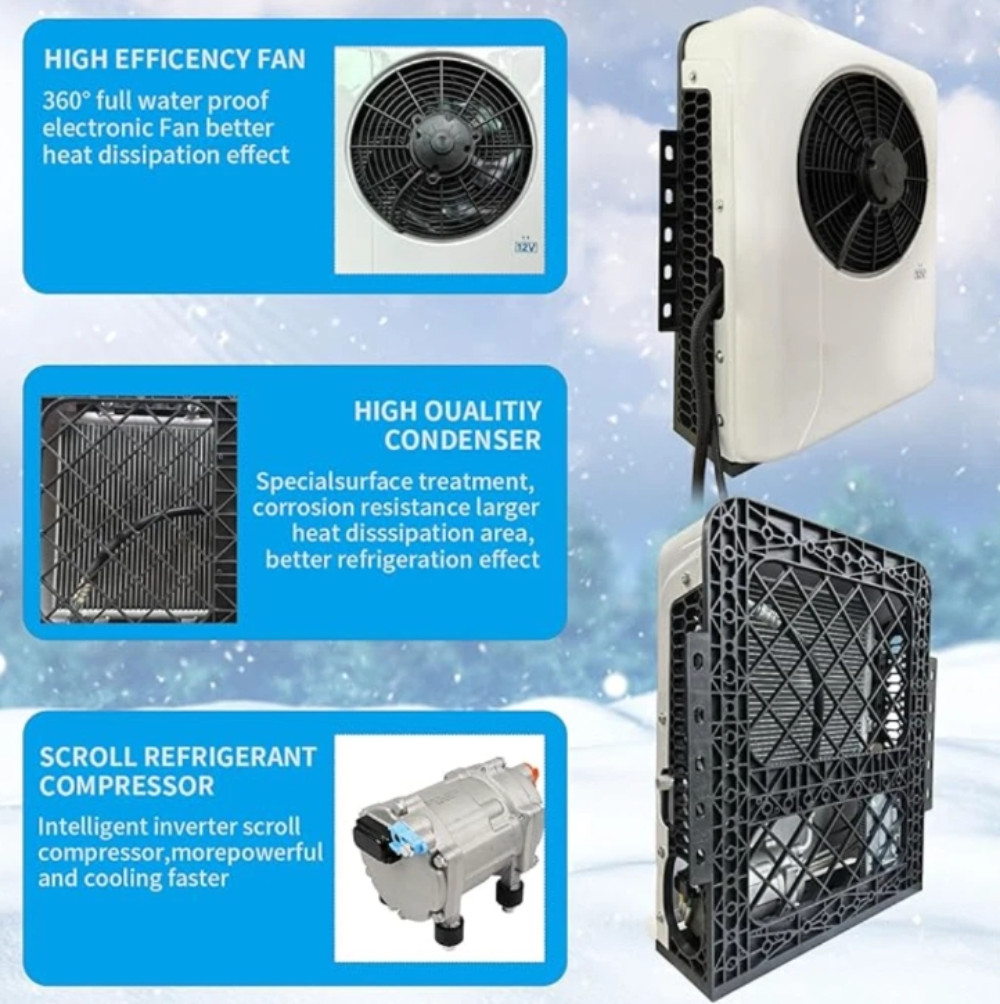 12V Split Air Conditioner 12000 BTU AC Kit Fit for Cab Semi Truck Bus Caravan RV