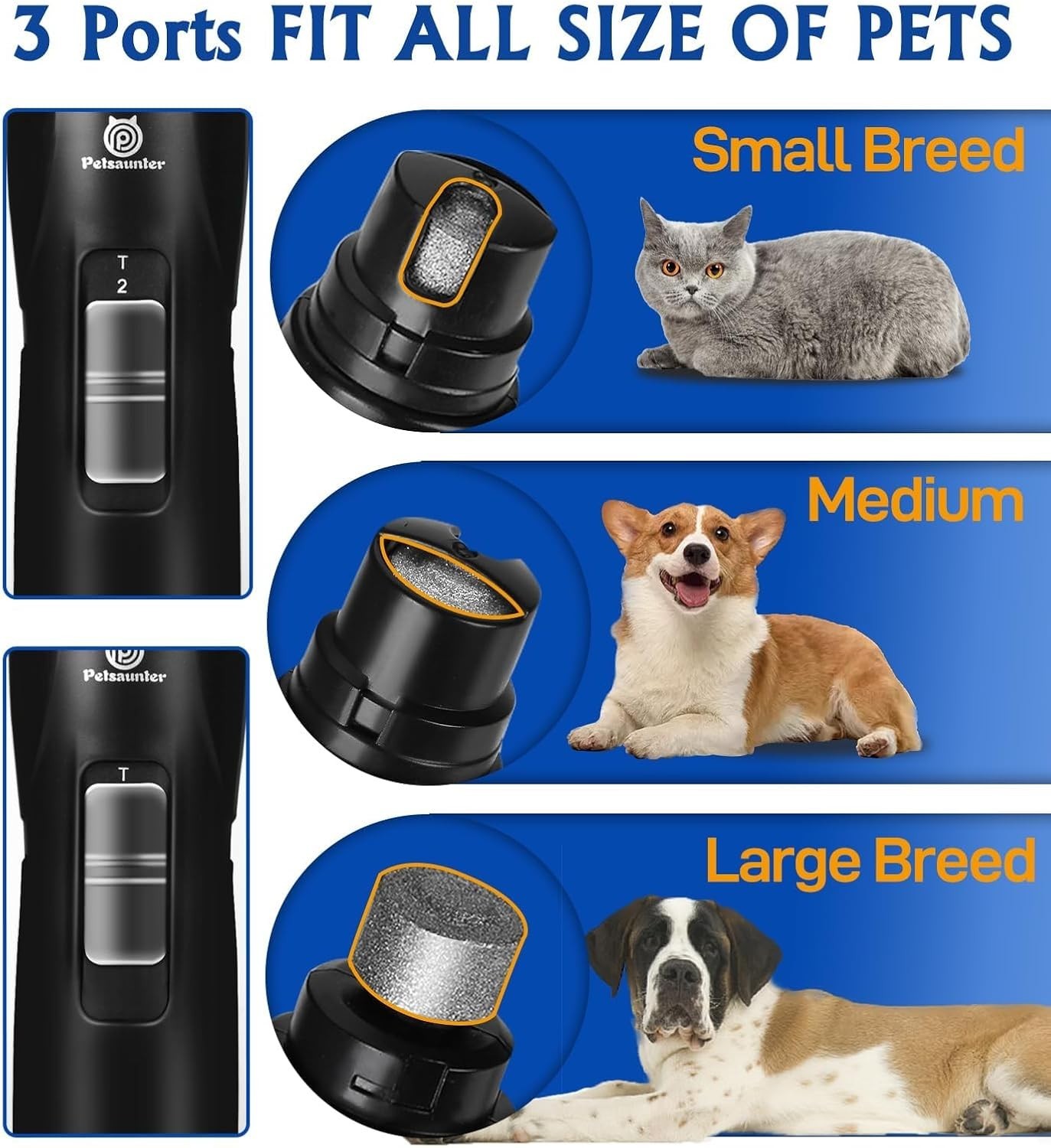 Casfuy 6-Speed Dog Nail Grinder - Newest Enhanced Pet D-Grey