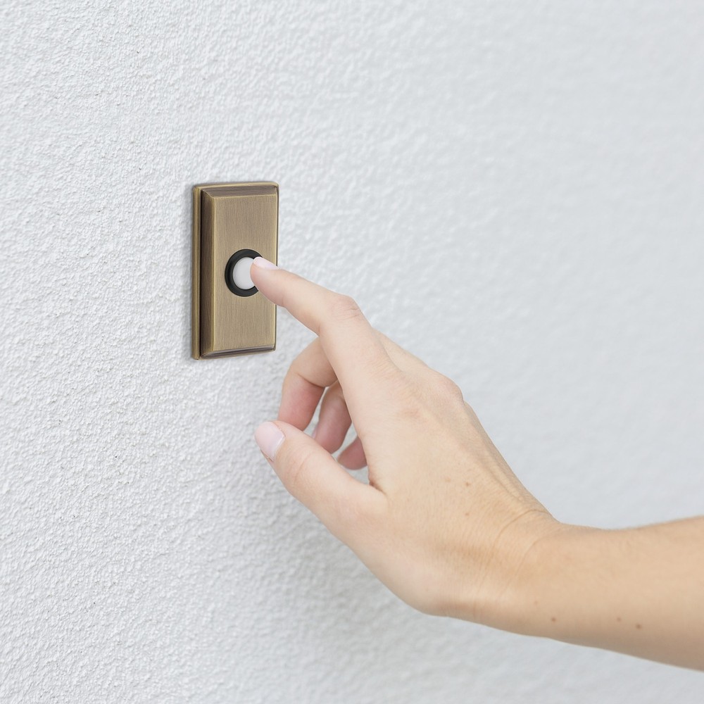 Baldwin 4860 3" x 1-1/2" Illuminated Rectangular Door Bell - Bronze