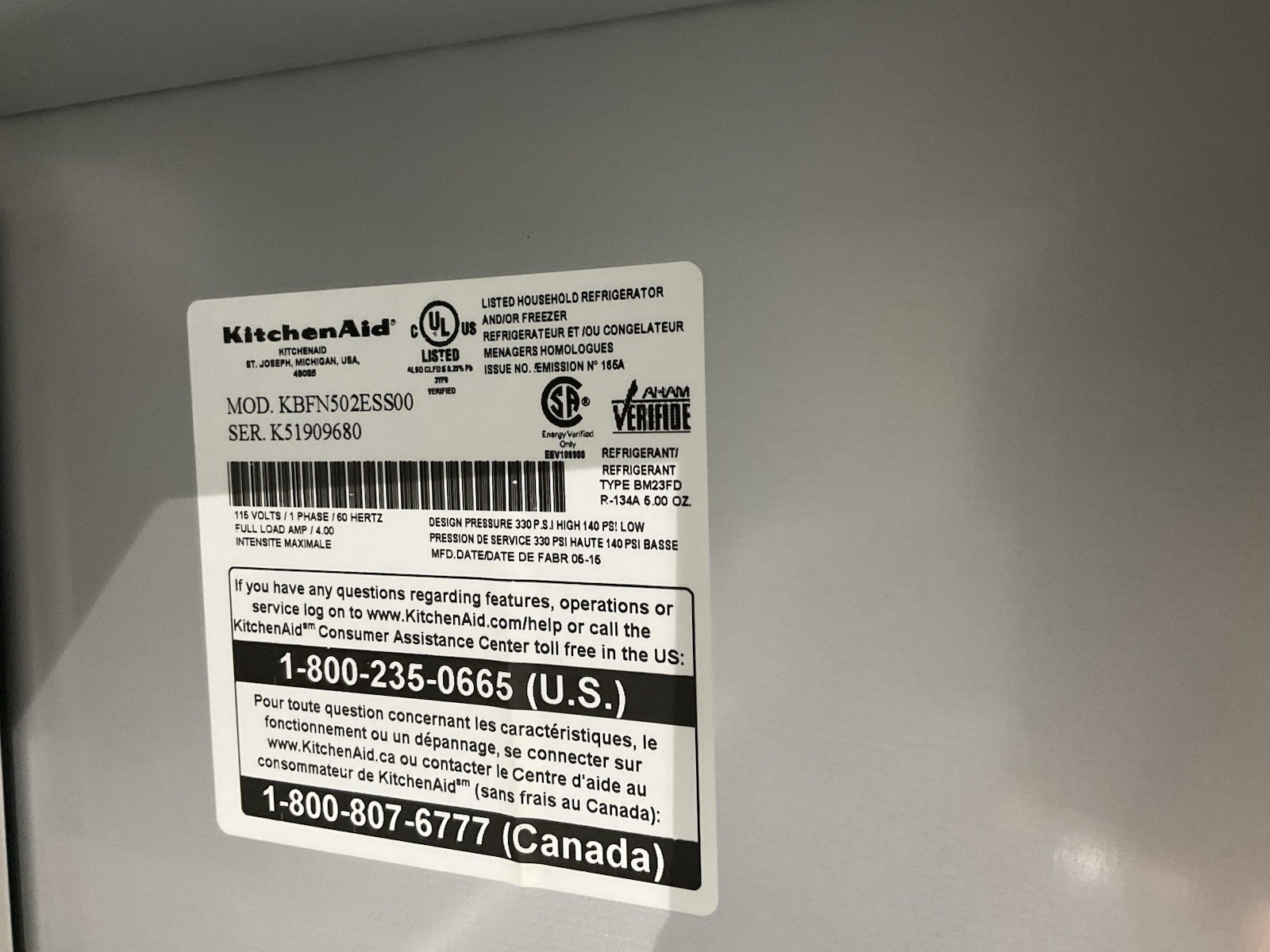 KitchenAid KBFN502ESS 42 Inch French Door Refrigerator Stainless Steel