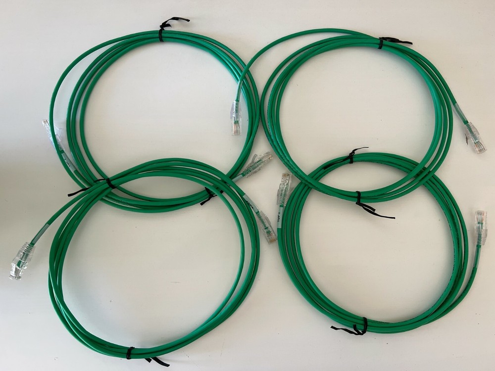 4x Hyperline utp4-c5e-solid-cmp-gn Cat5E 350MHZ Green Ethernet Cable Patch 10'