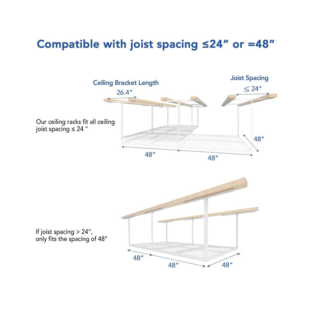 FLEXIMOUNTS 4x8 Overhead Garage Storage Rack, Adjustable Organization System,...