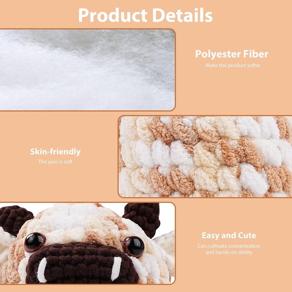 Beginner MooMoo Crochet Kit Complete Cow Amigurumi Starter Set w Video Tutorials