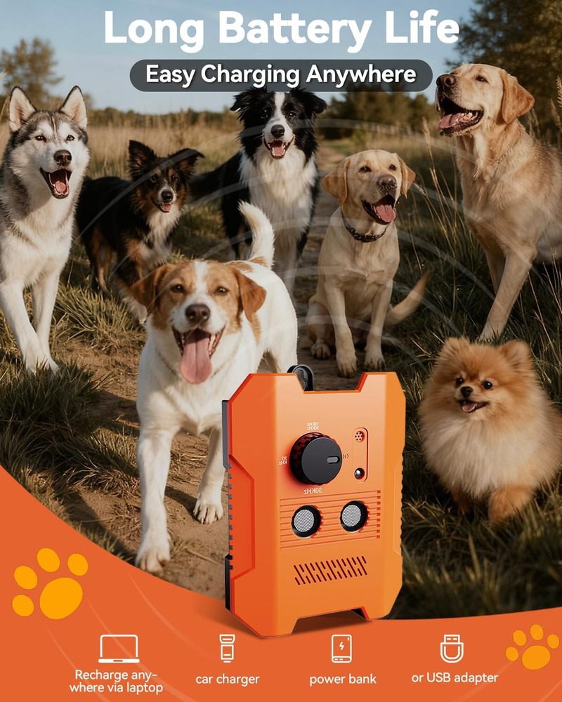 Ultrasonic Dog Bark Control Device – 3 Adjustable Modes, 50FT Precision Range...
