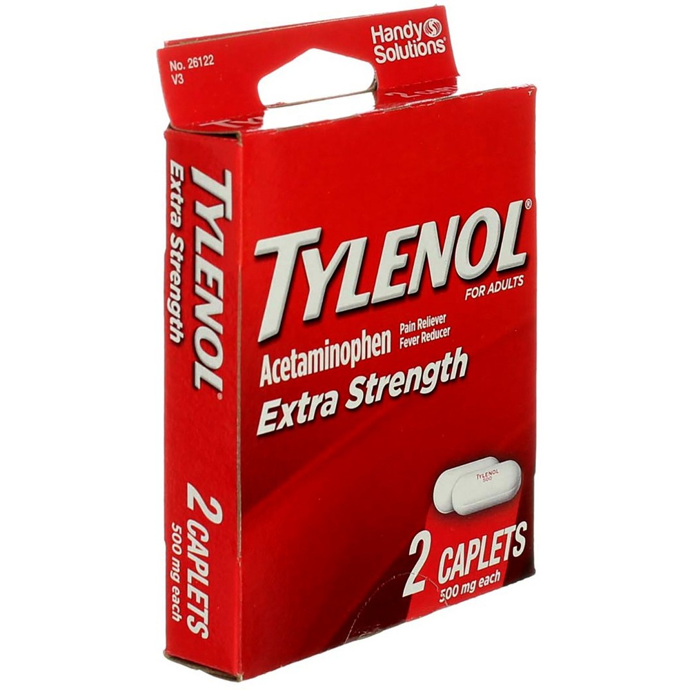 2 Pack Tylenol Extra Strength Acetaminophen Caplets, 500 mg, 2 Ct