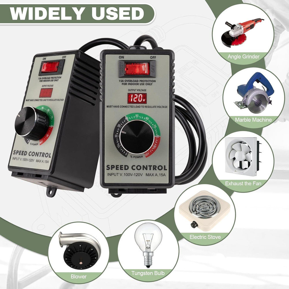 AC Motor Speed Controller 100V-120V 15A Variable Speed Regulator for Router Fan