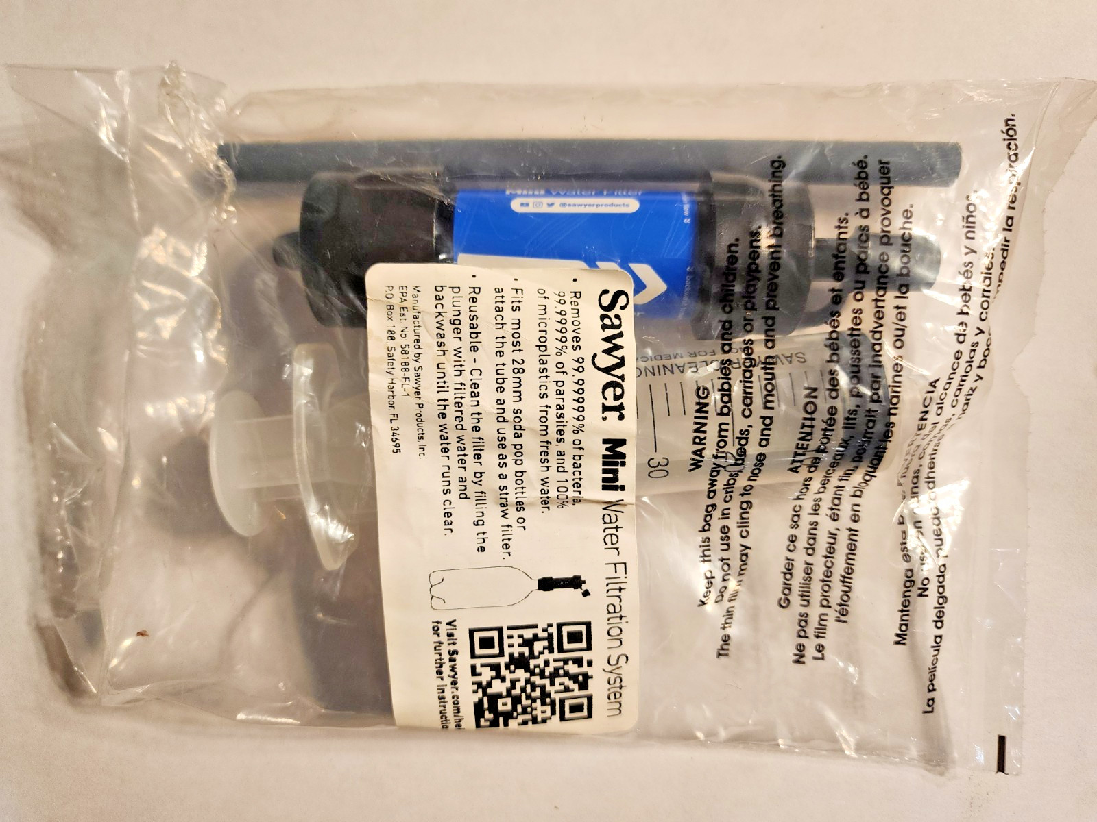 Mini Water Filtration System By Sawyer Single Pack Straw. Emergency-camp-hike