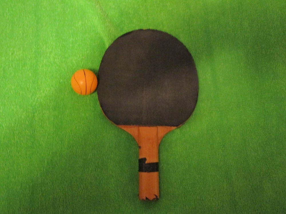 1 pingpong paddle with 1 pingpong ball
