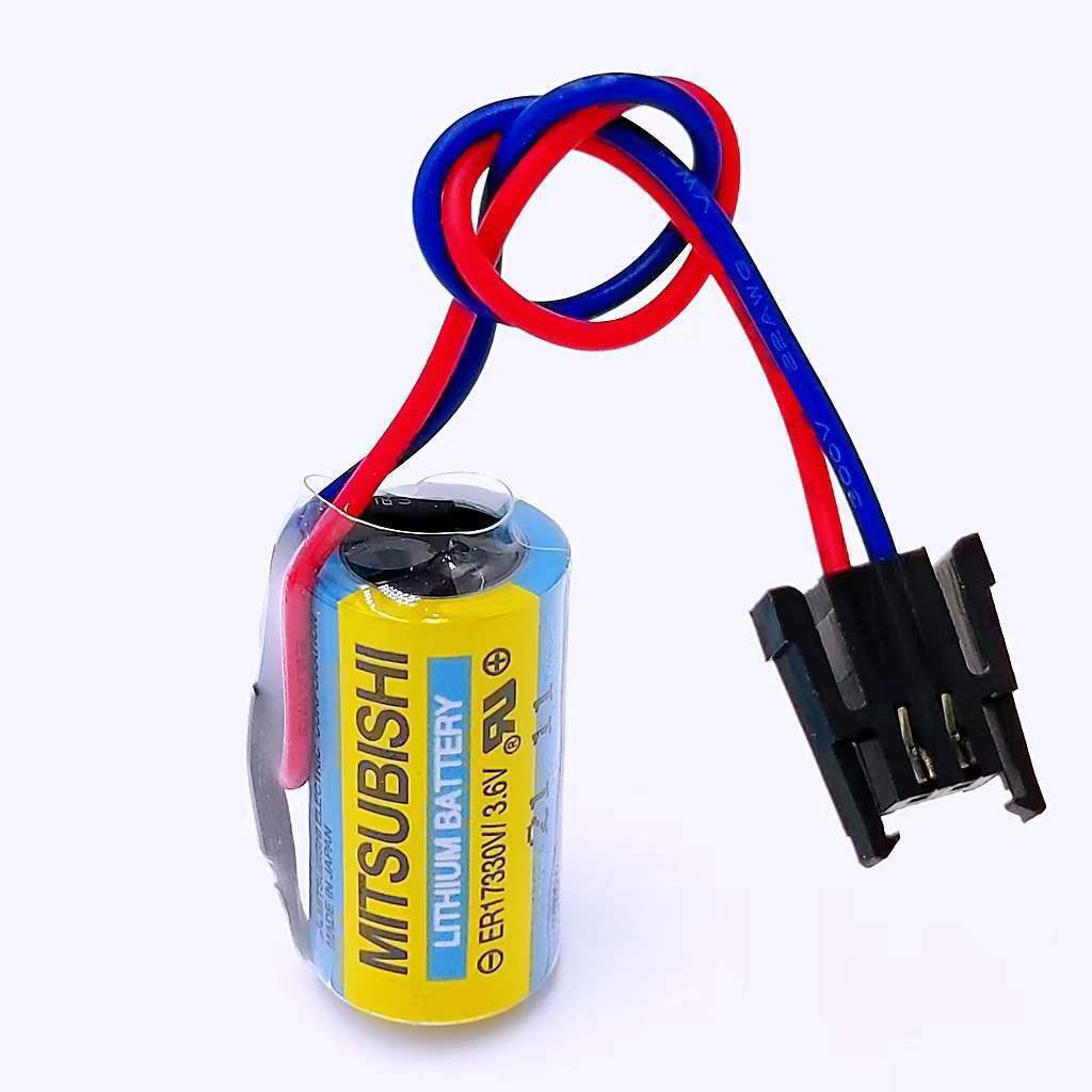 50pcs ER17330V/3.6V 1700mAh A6BAT Mitsubishi PLC Lithium Battery Size 2/3A+Plug