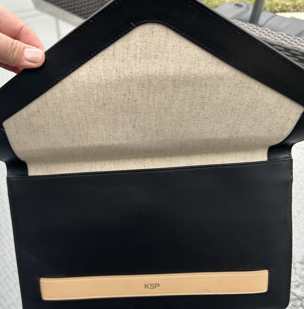 Mark & Graham Black Leather Organizer Folio Monogram KSP