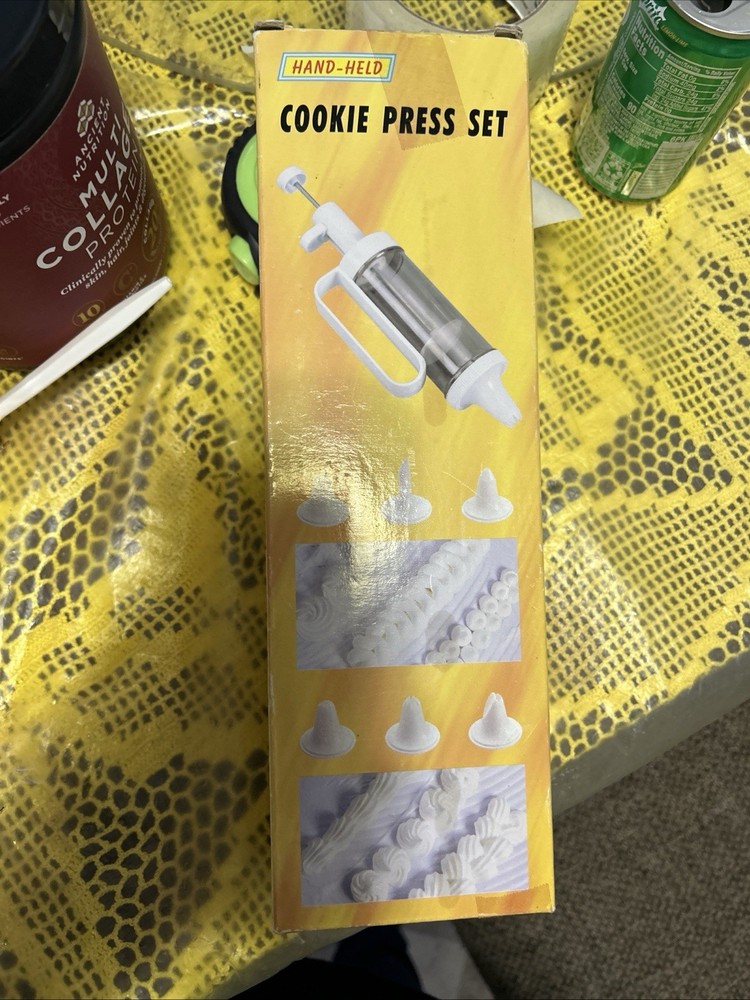 Hand Held Cookie Press Set with 24 Decorating Discs and 6 Tips