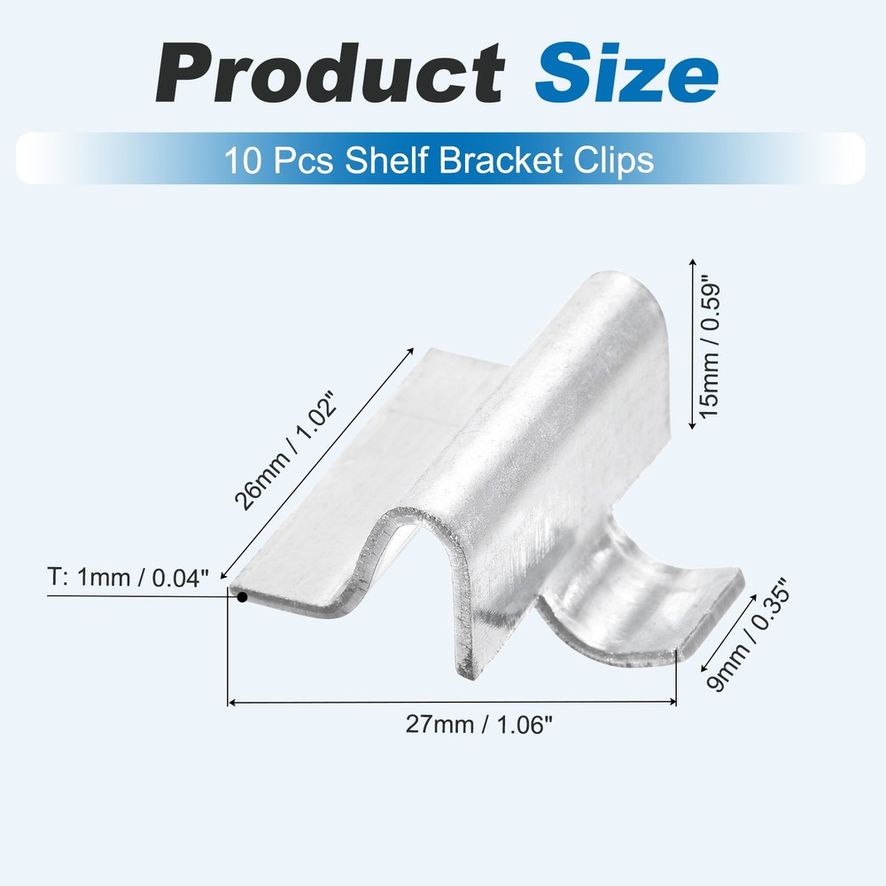 For 10pcs shelf hooks, adjustable S clip 9mm, silver support