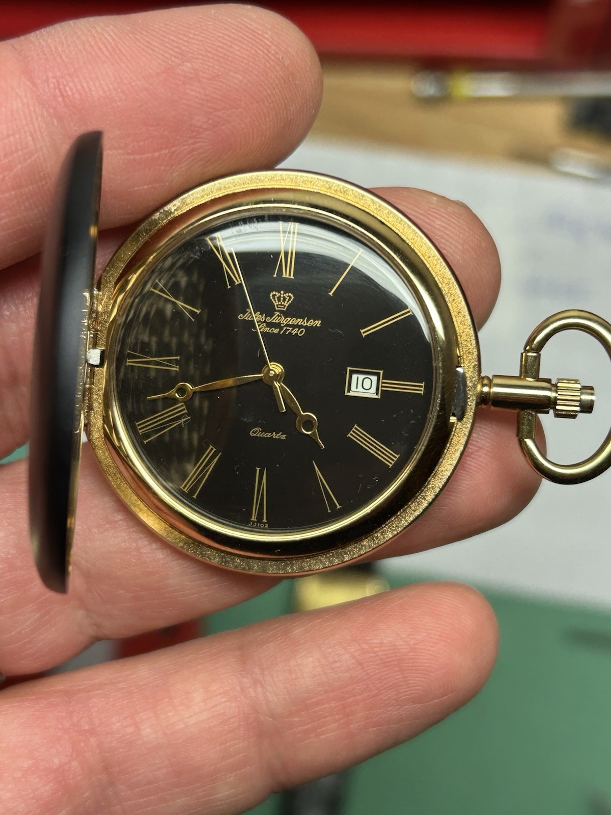 Jules Jurgensen Quartz Pocket Watch NOT Running Read