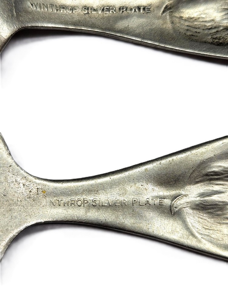 Vintage WINTHROP Silverplate Child's Nursery Flatware Set-Embossed Puppy Dogs