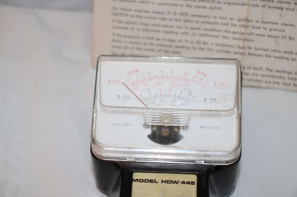 Dwell Tachometer IDLE 445 METER TESTER with INSTRUCTIONS