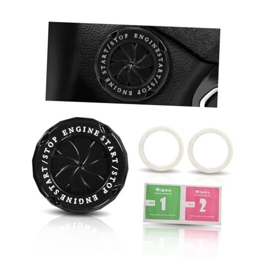 Car Push Start Stop Button Protector, Rotary Ignition Cover - Classic - Black