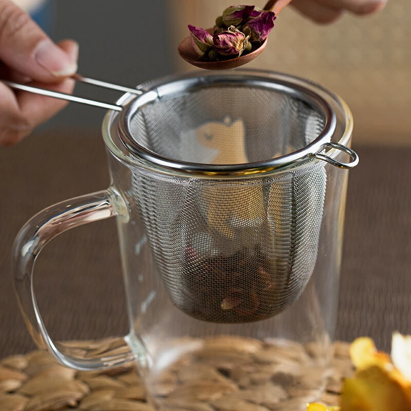 Tea Infuser with Handle Fine Mesh Reusable Tea Leaf Strainer Coffee Flour Filter