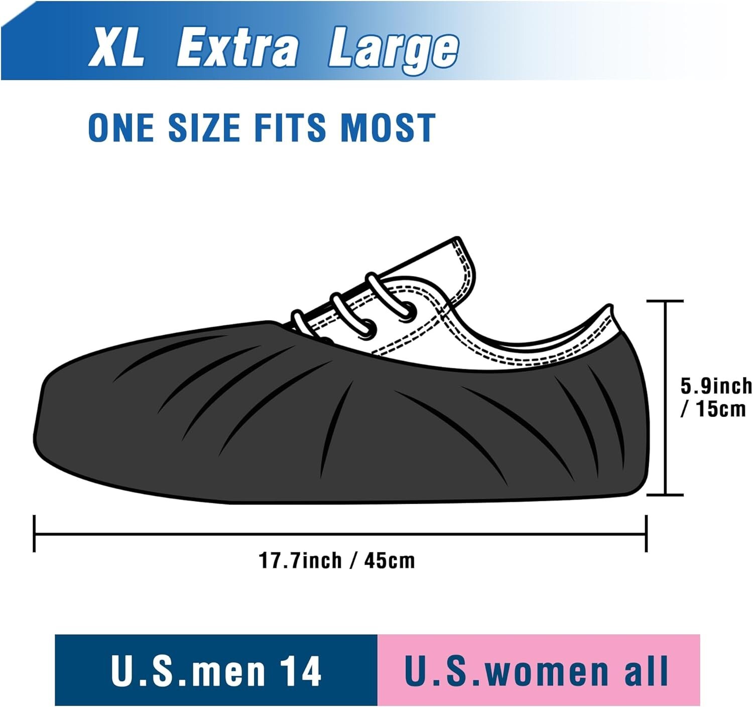 Black Industrial Disposable Shoe Covers Extra Large 100 Pack