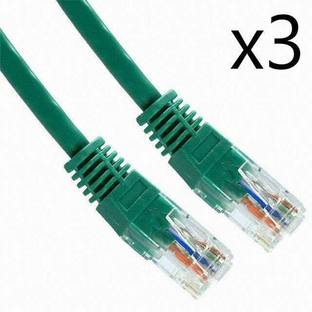 3 Pack Lot - 10ft CAT6 Ethernet Network LAN Router Patch Cable Cord Wire Green