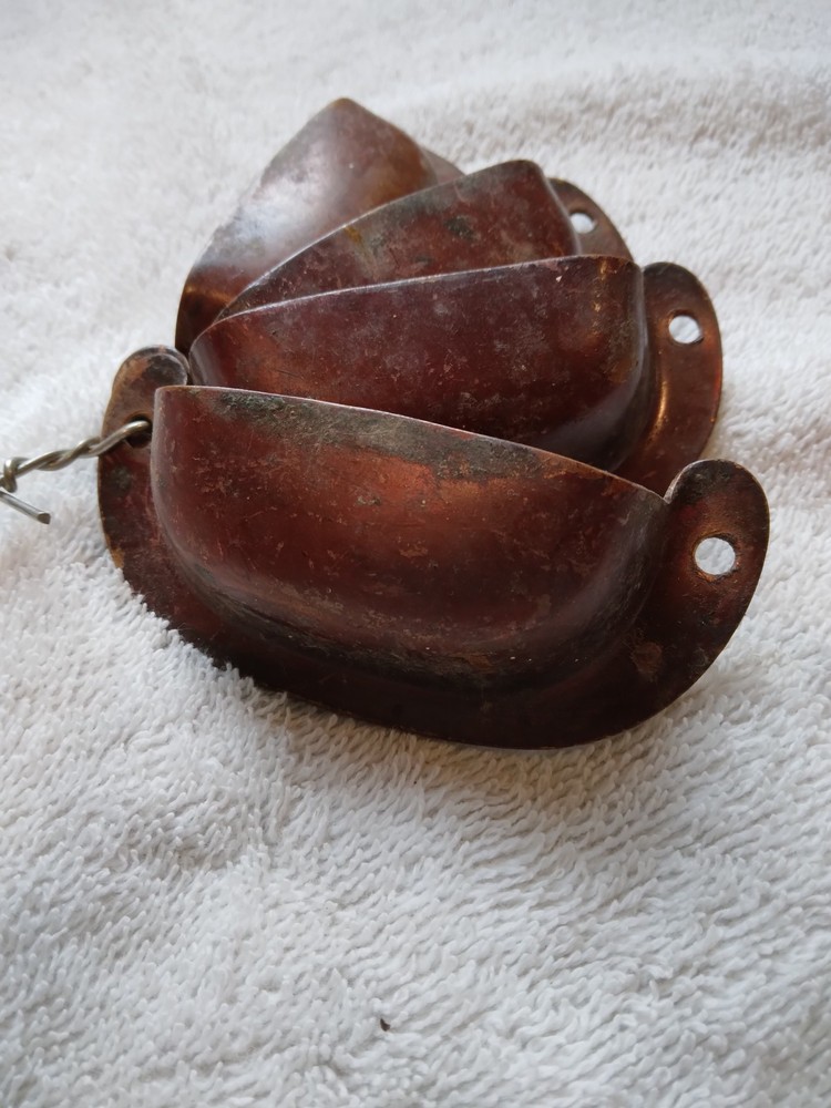 Antique copper drawer knobs. Set of 4.
